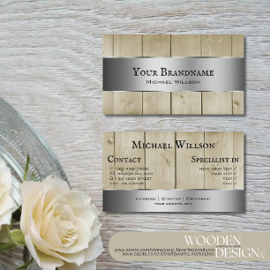 Houten Boards Lichtbruin Houten Graan Zilveren Dec Visitekaartje