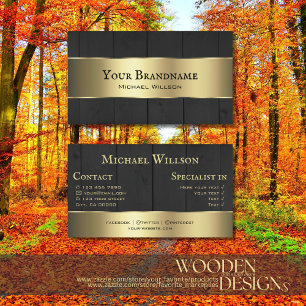 Houten Boards Zwart Houten Graan en Gouden Decor Visitekaartje