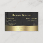 Houten Boards Zwart Houten Graan en Gouden Decor Visitekaartje (Achterkant)