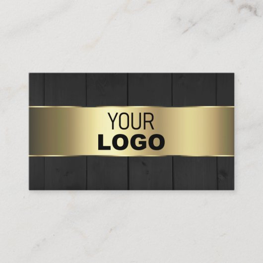 Houten Boards Zwart Houten Graan Logo en Gouden De Visitekaartje (Voorkant)