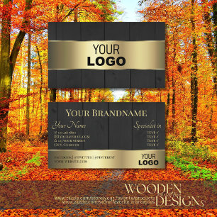 Houten Boards Zwart Houten Graan Logo en Gouden De Visitekaartje