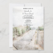 Houten Boardwalk naar het strand bruiloft Kaart (Voorkant)
