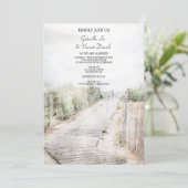 Houten Boardwalk naar het strand bruiloft Kaart (Staand voorkant)