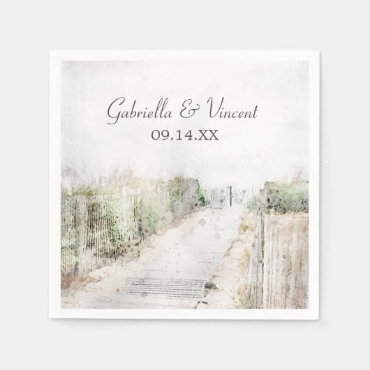 Houten Boardwalk naar het strand bruiloft Servet (Voorkant)