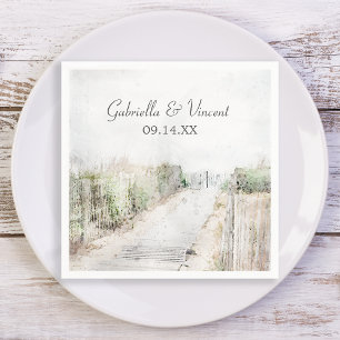 Houten Boardwalk naar het strand bruiloft Servet