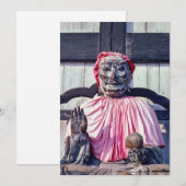 Houten Boeddha-beeld van Pindola Bharadvaja - Japa Kaart (Voorkant / Achterkant)