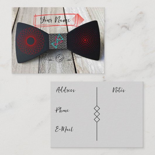 Houten boog Stropdas Visitekaartje (Voorkant / Achterkant)