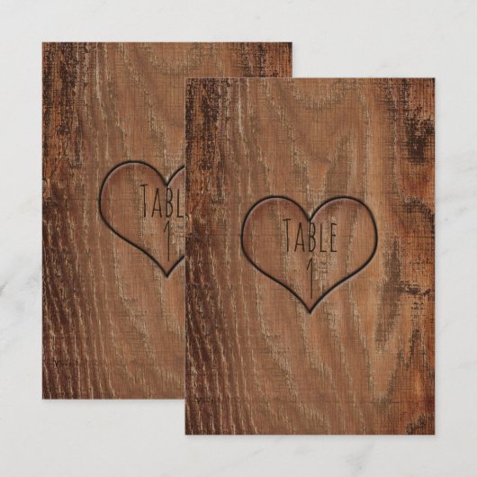 Houten Boom Gesneden Hart Rustieke Tafel Kaart (Voorkant / Achterkant)