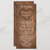 Houten boom gesneden in hart rustieke bruiloft pro programmakaart (Voorkant / Achterkant)