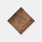 Houten Boom Gesneden in Hart Rustieke Bruiloft Servetten (Hoek)