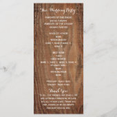 Houten boom met hart erin gekerfd rustiek huwelijk programmakaart (Achterkant)