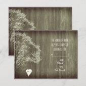 Houten Boom Met Hart Trouw-R.S.V.P.-Uitnodiging Kaart (Voorkant / Achterkant)