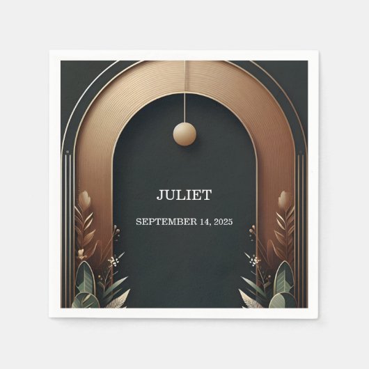 Houten boom rustieke schuur boerderij boog bruidsd servet (Voorkant)