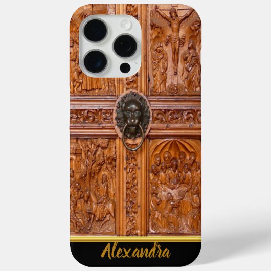 Houten boomdeur met een leeuwklopje Case-Mate iPhone case (Achterkant)
