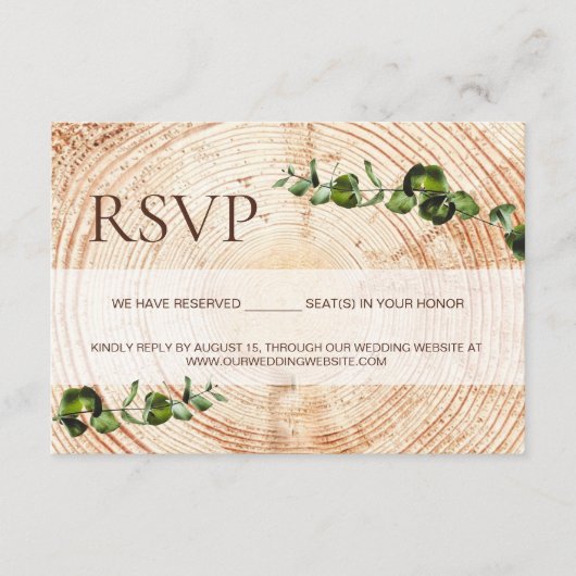 Houten boomschors Botanische bladeren gereserveerd Informatiekaartje (Voorkant)