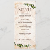 Houten boomschors Groen blad gebladerte Maaltijdba Menu (Voorkant)