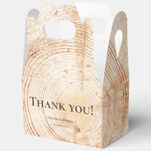 Houten boomschors ringen Textuur Custom Rustic Wed Bedankdoosjes (Open)