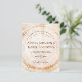 Houten boomschors ringen unieke rustieke bruiloft kaart (Staand voorkant)