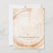 Houten boomschors ringen unieke rustieke bruiloft kaart (Achterkant)