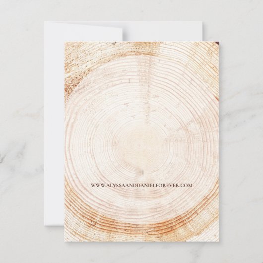 Houten boomschors ringen unieke rustieke bruiloft kaart (Achterkant)