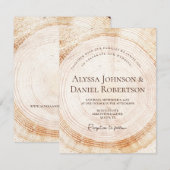 Houten boomschors ringen unieke rustieke bruiloft kaart (Voorkant / Achterkant)