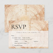Houten boomschors Rustic Wedding maaltijd keuzes RSVP Kaartje (Voorkant / Achterkant)