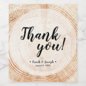 Houten boomschors rustieke bruiloft dank u gunst wijn etiket (Enkel label)