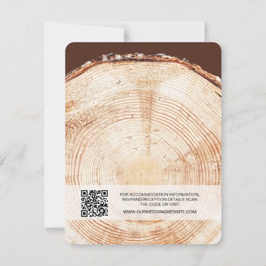 Houten boomschors Rustieke Bruiloft QR-code Kaart (Achterkant)