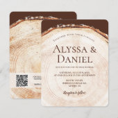 Houten boomschors Rustieke Bruiloft QR-code Kaart (Voorkant / Achterkant)