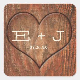 Houten boomstam Gesneden Hart Rustieke sticker