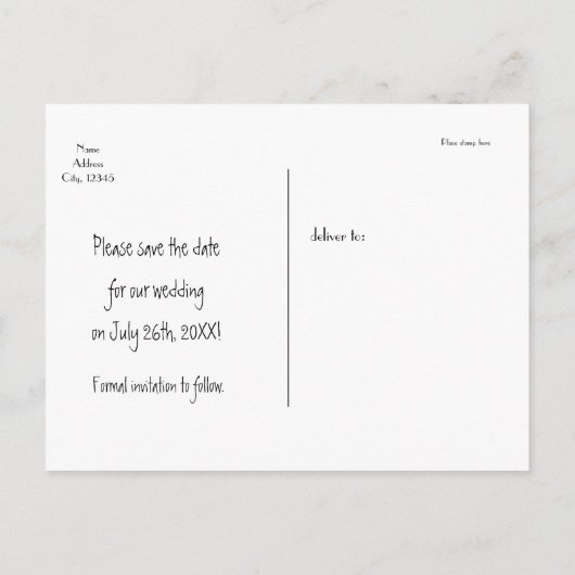 Houten boomstam Hart Bruiloft Opslaan Datum Briefk Aankondigingskaart (Achterkant)