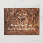 Houten boomstam Hart Bruiloft Opslaan Datum Briefk Aankondigingskaart (Voorkant)