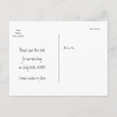 Houten Boomstam Hart Trouw Datum Bewaren Ansichtka Aankondigingskaart (Achterkant)