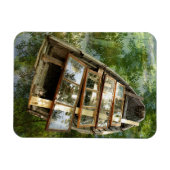 Houten boot in een bed van rowanblad magnet magneet (Horizontaal)