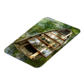 Houten boot in een bed van rowanblad magnet magneet (Linkerzijde)