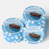 Houten boot op het water poker chips (Opstapeling)
