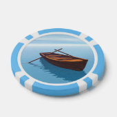 Houten boot op het water poker chips (Enkel)