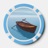 Houten boot op het water poker chips (Achterkant)
