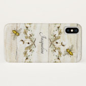 Houten Bord Boerderij Katoenbol en Bijen Waterverf Case-Mate iPhone Case (Achterkant (horizontaal))