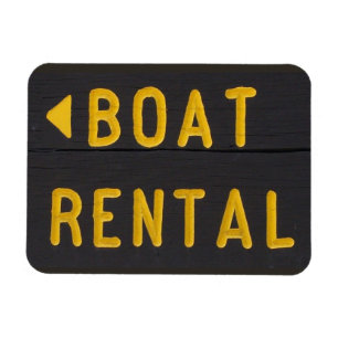 Houten bord met gesneden tekst Bootverhuur Magneet