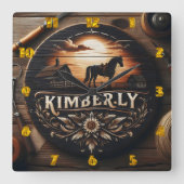 Houten bord met Kimberly Country Theme Vierkante Klok (Voorkant)