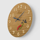 Houten bord met plakjes brood - Keukenklok Grote Klok (Hoek)