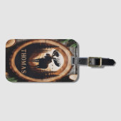 Houten bord met silhouet van een eland bagagelabel (Voorkant (horizontaal))