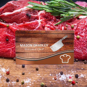 Houten borden   Chef-Pet en mes Visitekaartje