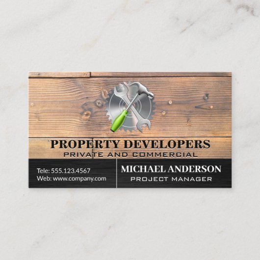 Houten borden | Zaagse Hammer Visitekaartje (Voorkant)