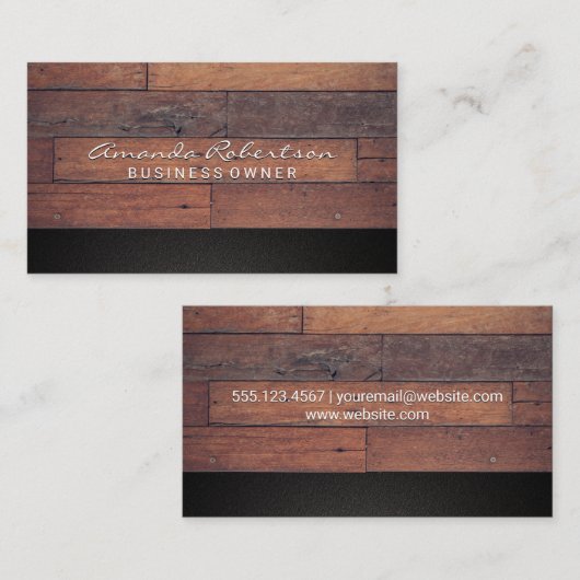 Houten borden | Zwarte textuur Visitekaartje (Voorkant / Achterkant)