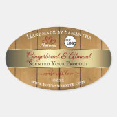 Houten bordjes Productlabel Gold Border Heart Logo Ovale Sticker (Voorkant)