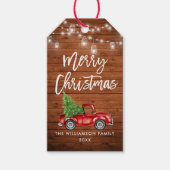 Houten Borstel Script Lights Christmas Truck Cadeaulabel (Voorkant)