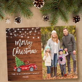 Houten Borstel Script Lights  Truck Christmas Briefkaart