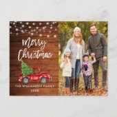 Houten Borstel Script Lights  Truck Christmas Briefkaart (Voorkant)